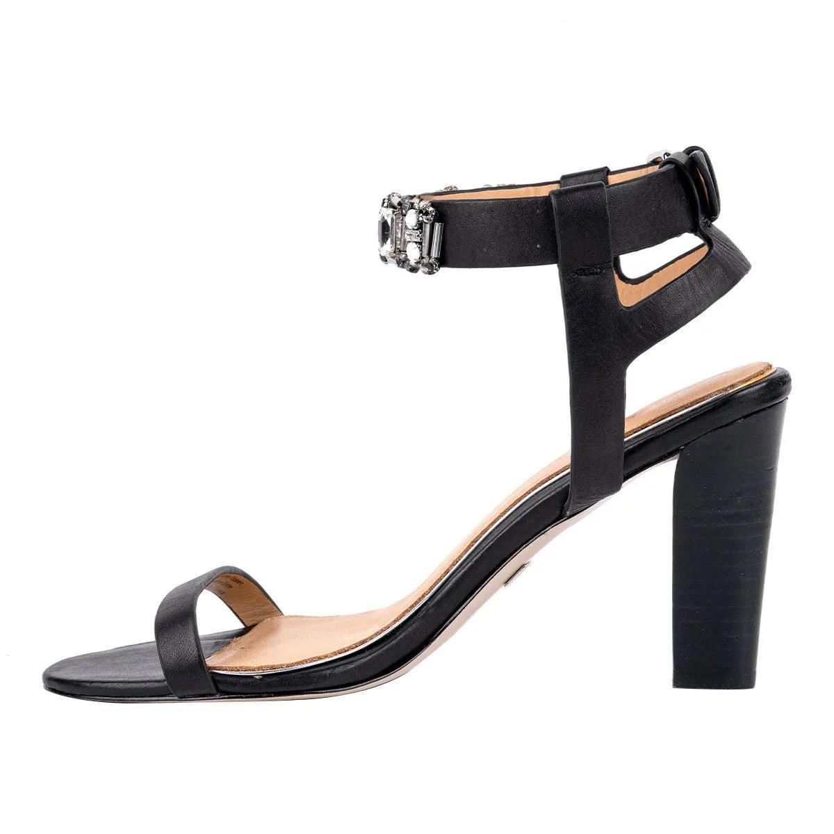 Badgley Mischka Crystal Strap High-Heel Sandals Leather Black Colour For Women