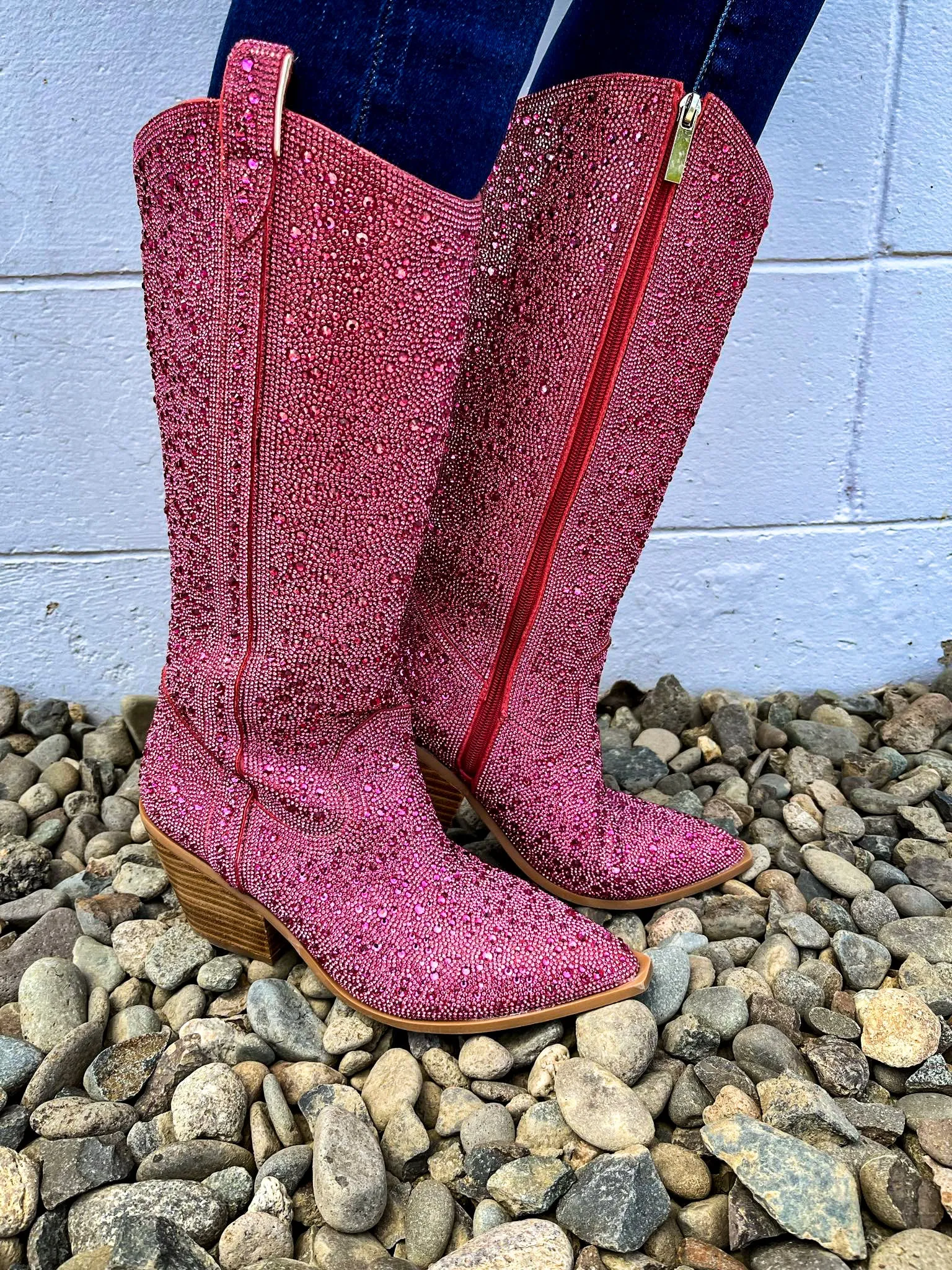 Corky's Footwear Glitzy Western Boot with Pink Rhinestones