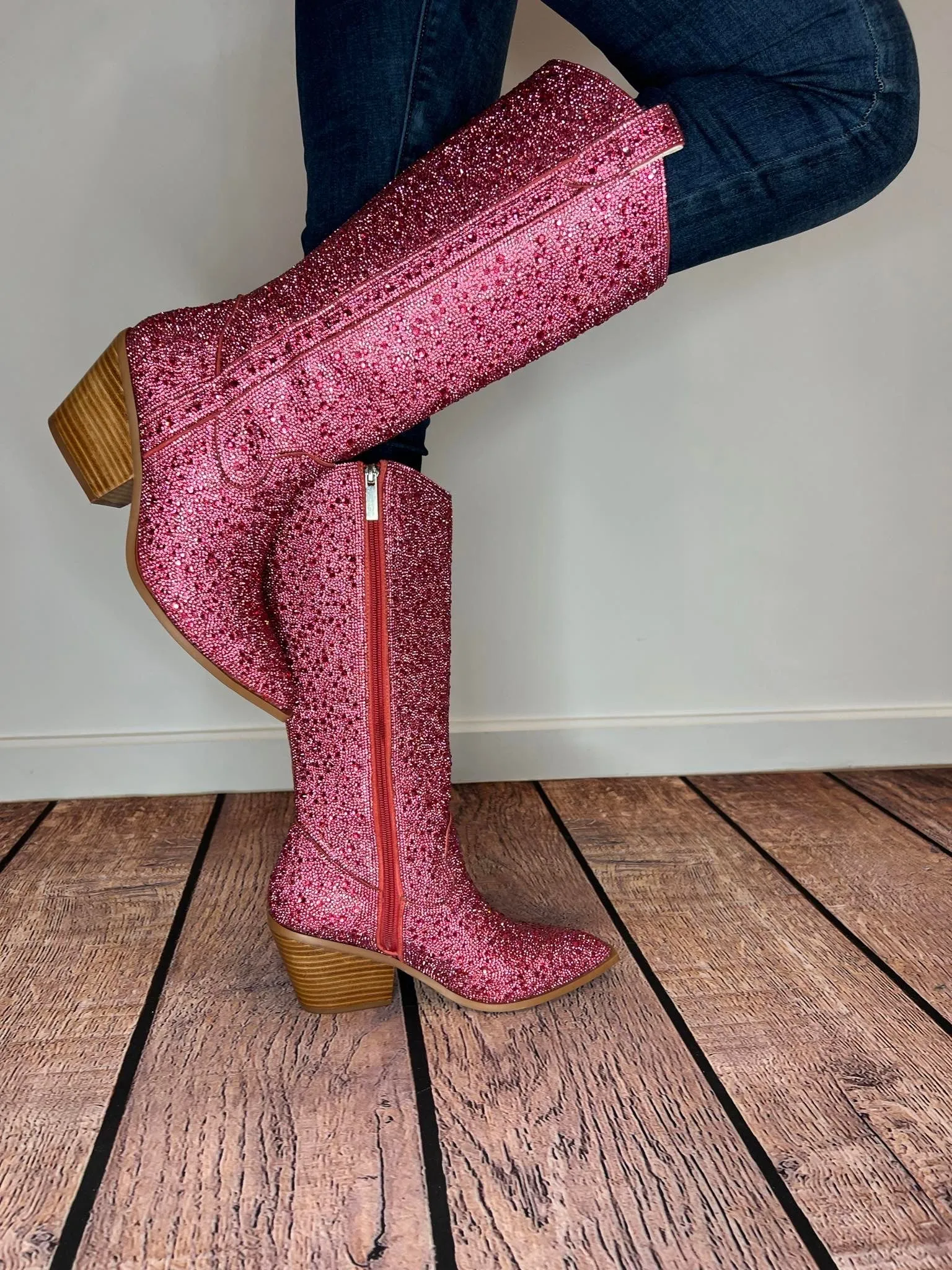 Corky's Footwear Glitzy Western Boot with Pink Rhinestones