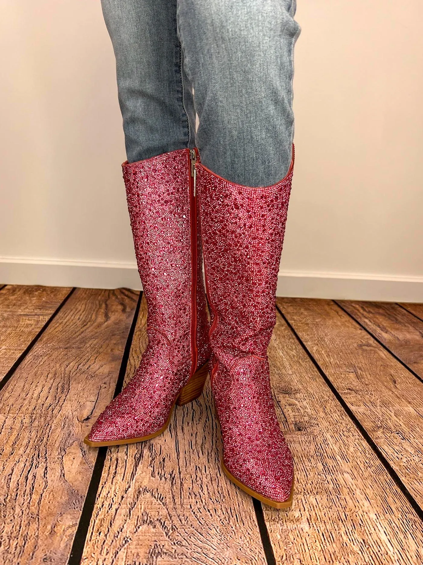 Corky's Footwear Glitzy Western Boot with Pink Rhinestones