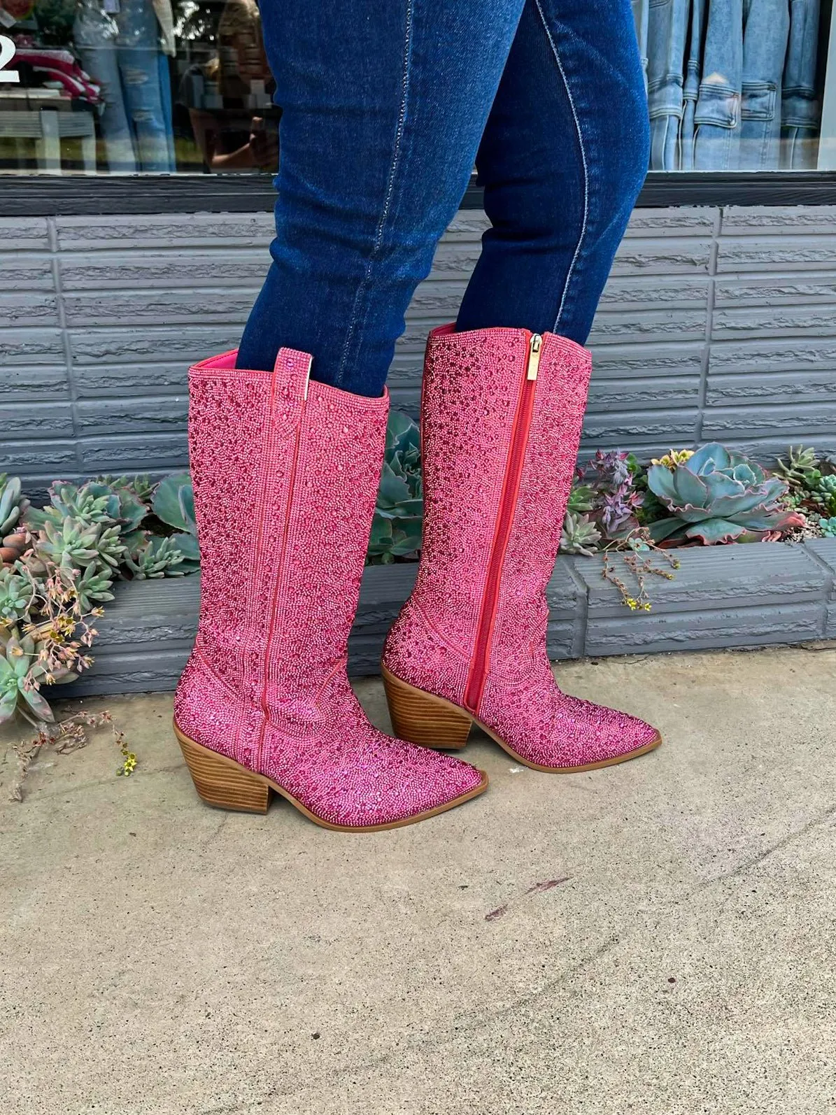 Corky's Footwear Glitzy Western Boot with Pink Rhinestones