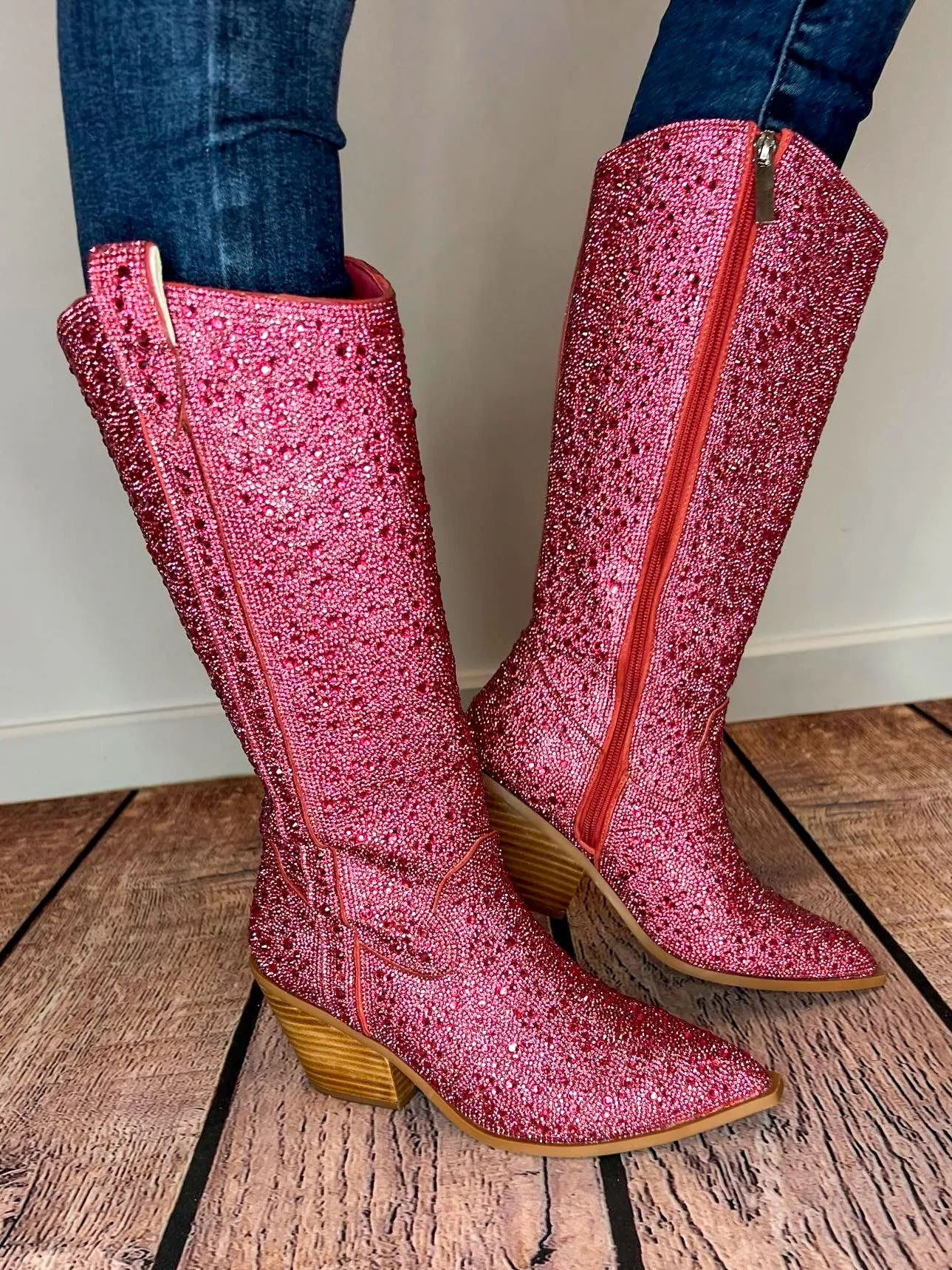 Corky's Footwear Glitzy Western Boot with Pink Rhinestones