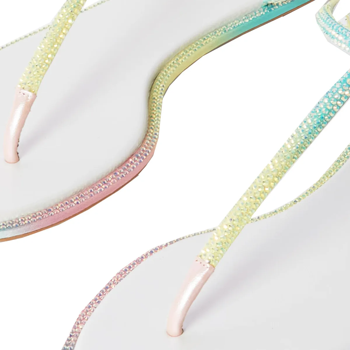 Diana Burano Thongs with Crystals and Rubber Sole