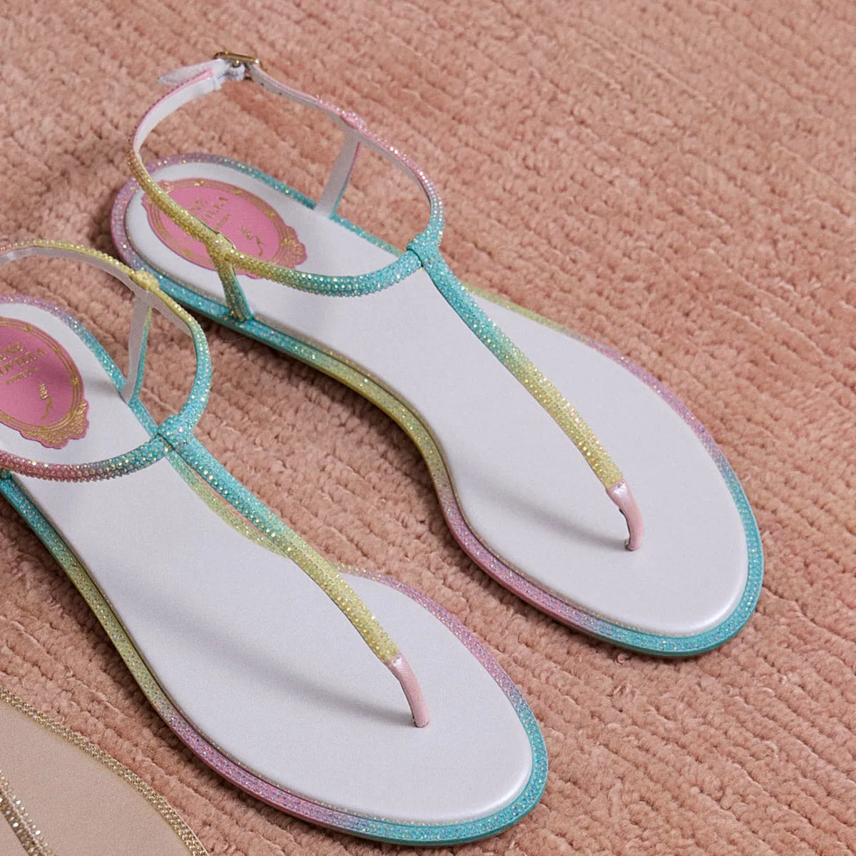 Diana Burano Thongs with Crystals and Rubber Sole