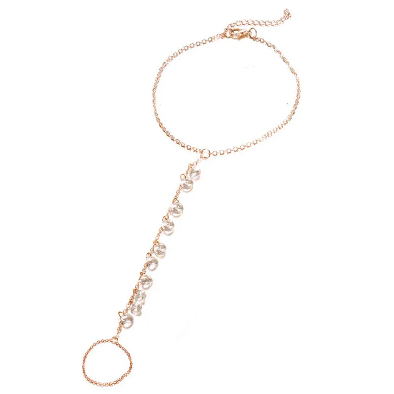 Fashion  Barefoot Sexy Crystal Sandals Beach Sexy  Leg Chain