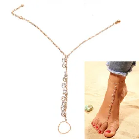 Fashion  Barefoot Sexy Crystal Sandals Beach Sexy  Leg Chain