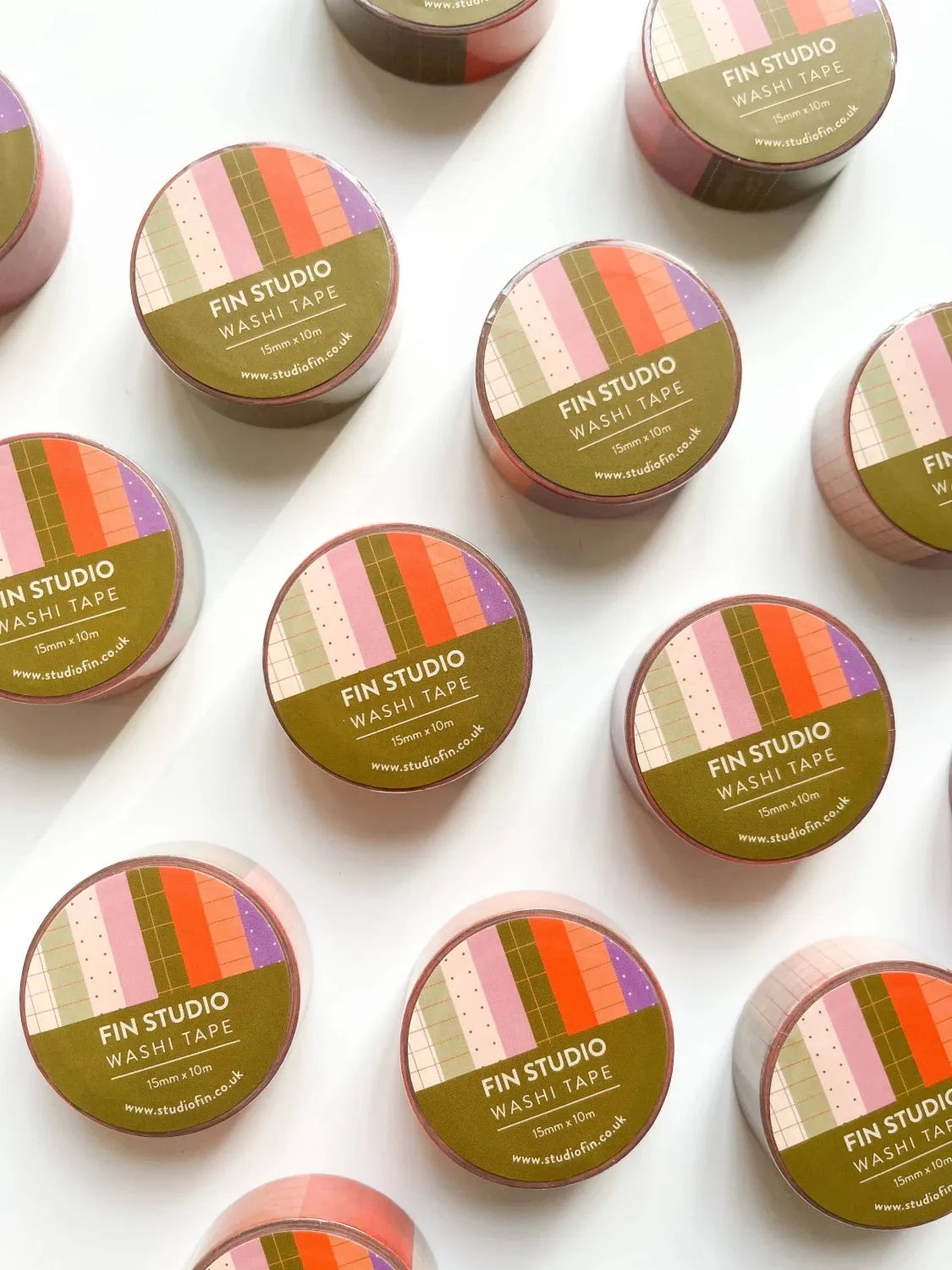 Fin Studio Patterned Washi Tape with Bullet and Grids design