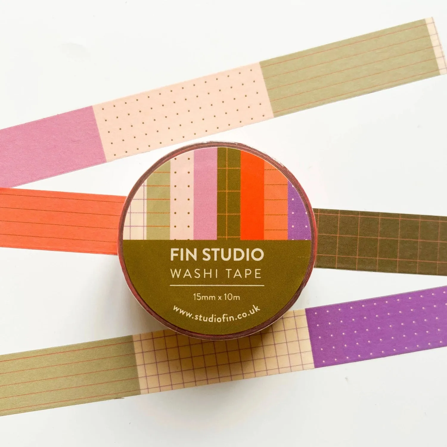 Fin Studio Patterned Washi Tape with Bullet and Grids design