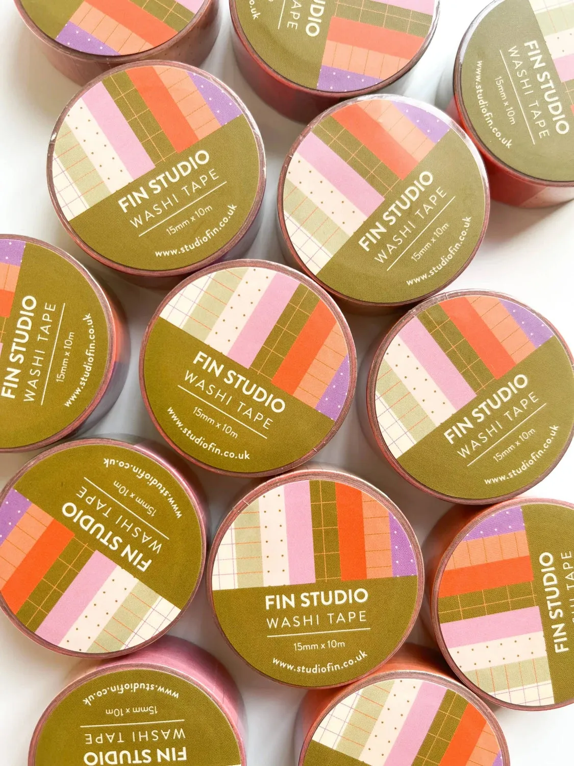 Fin Studio Patterned Washi Tape with Bullet and Grids design