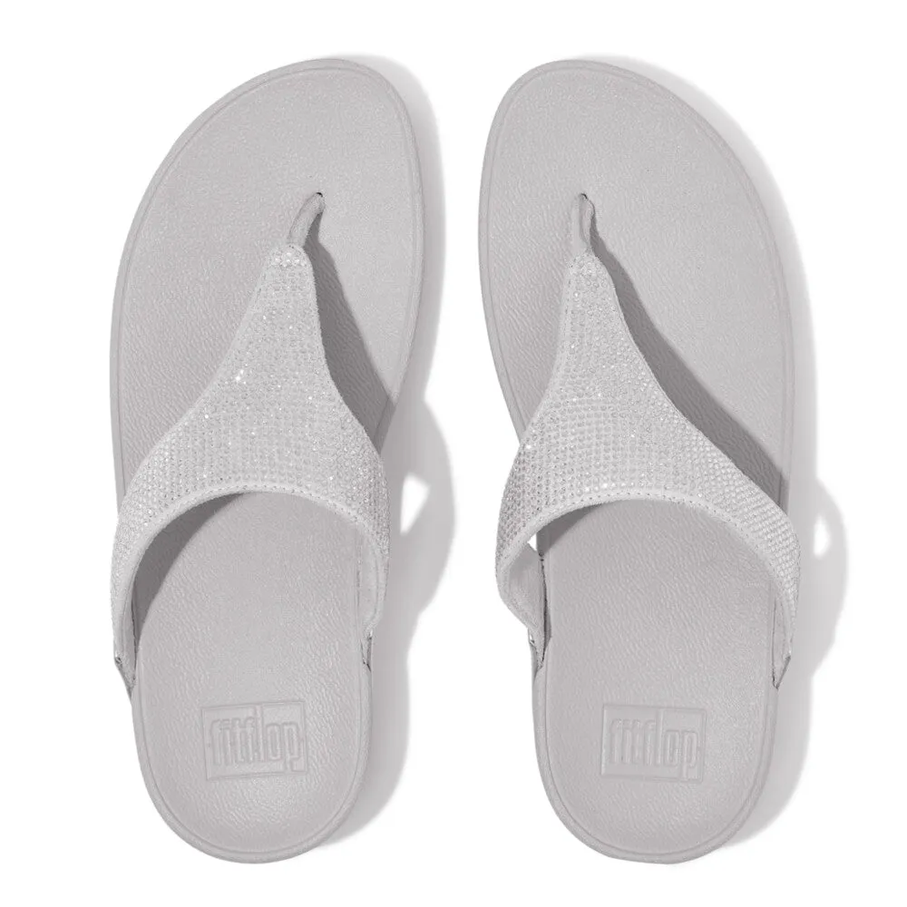 Fitflop Lulu Crystal Embelished Toe Post Silver
