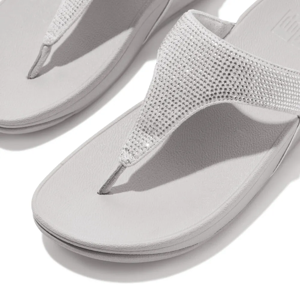 Fitflop Lulu Crystal Embelished Toe Post Silver