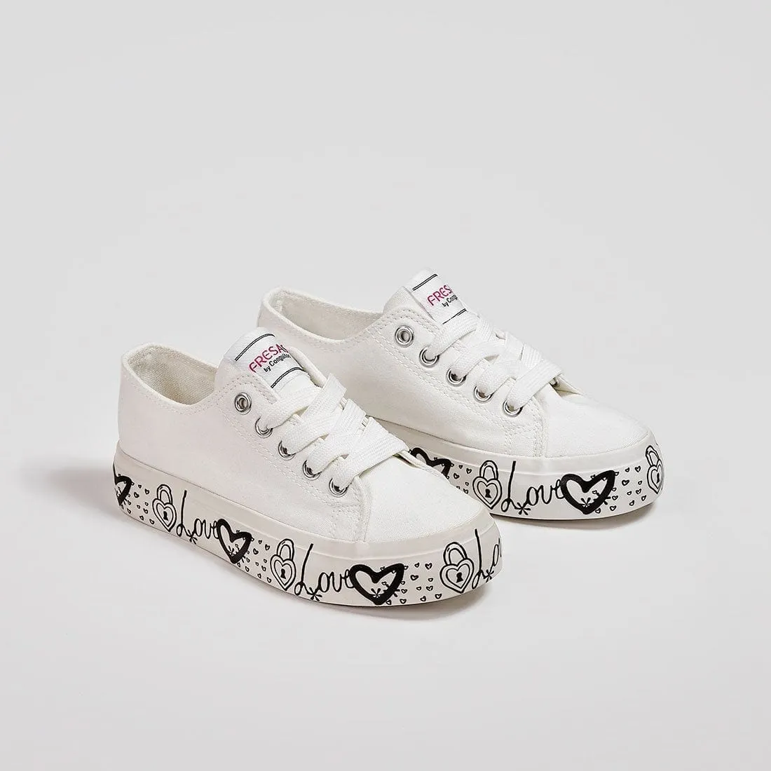 Girl's White Canvas Sneakers