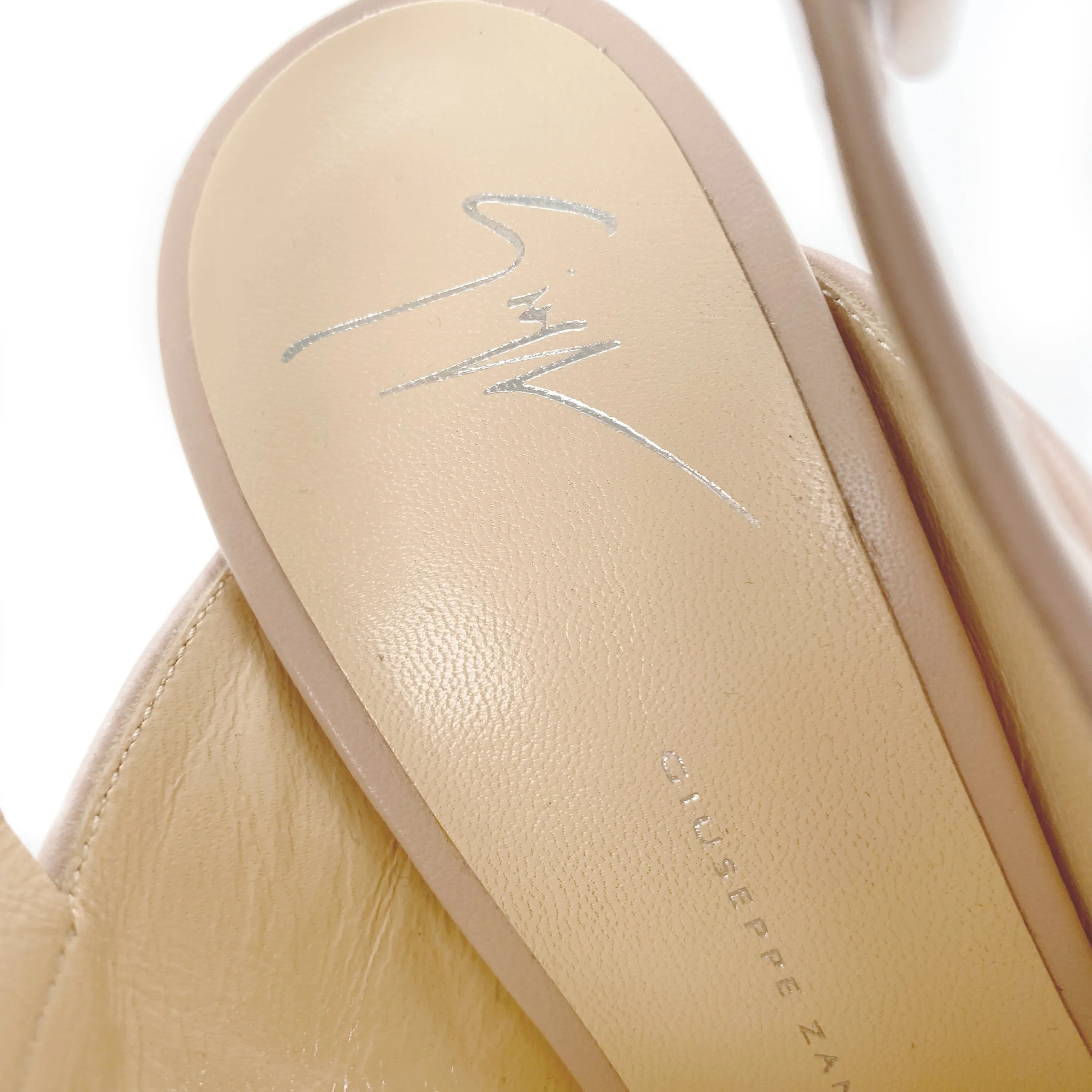 Giuseppe Zanotti Natural Crystal Trimmed Leather Platform Slingback Sandals