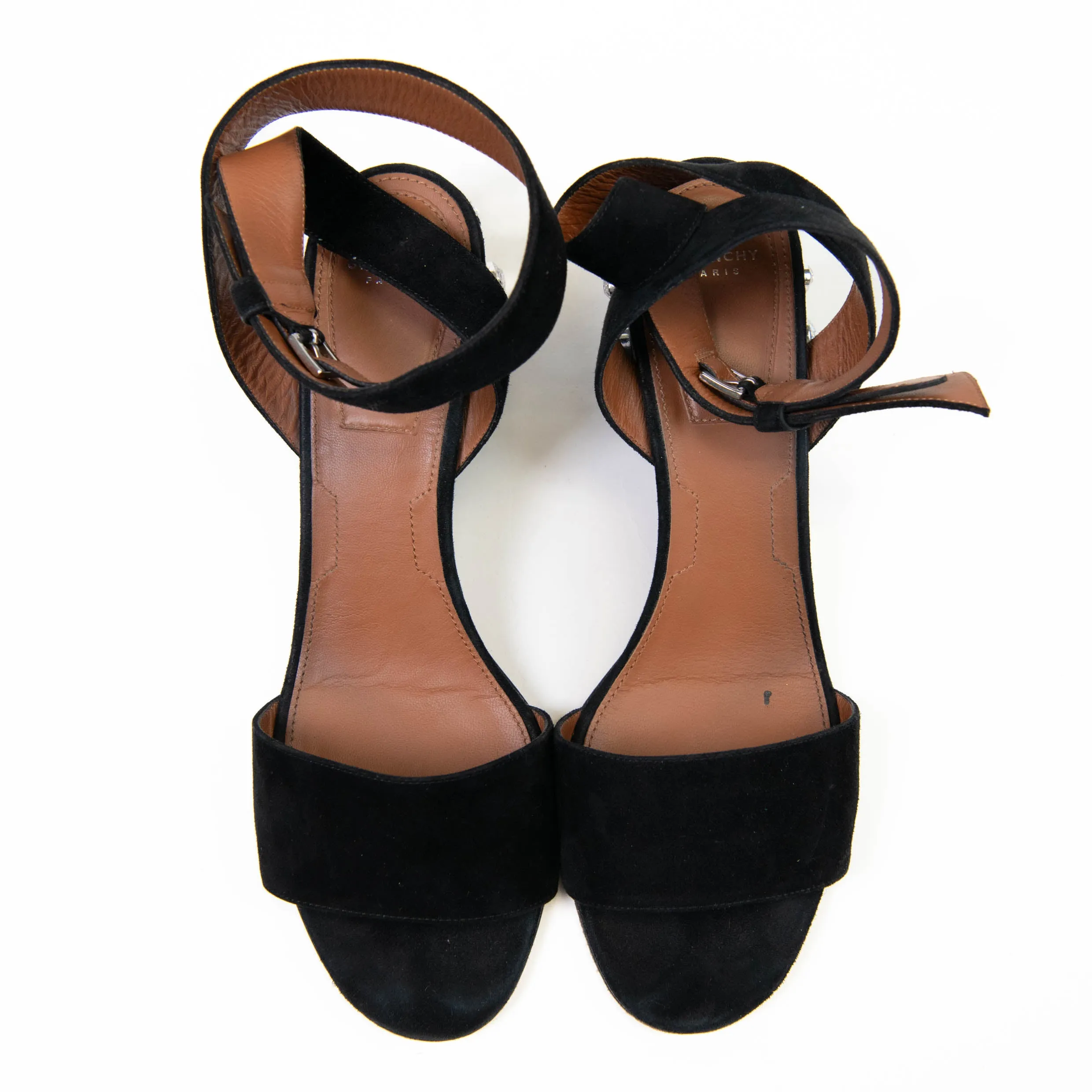 Givenchy Black Suede Crystal Embellished Sandals Size 40