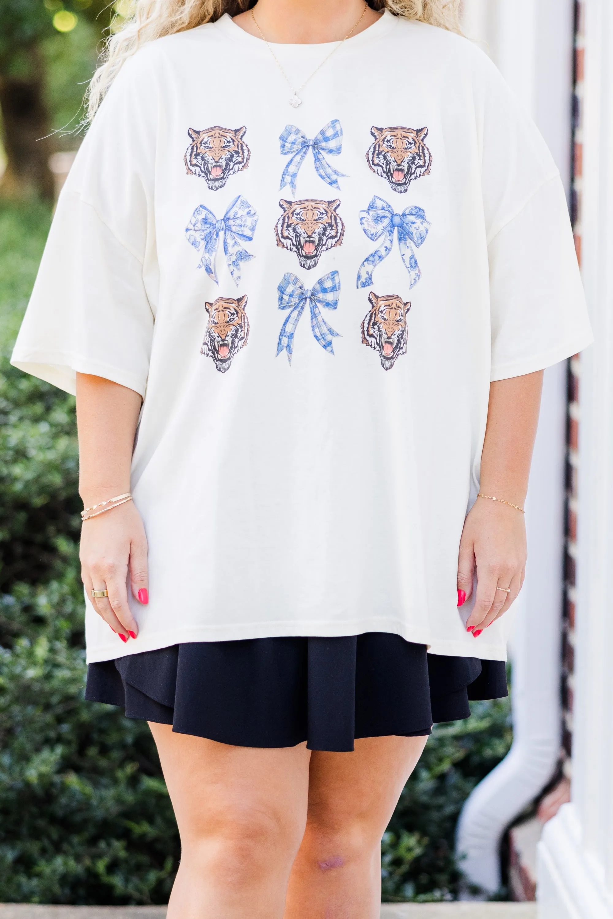 Here For The Tigers Boyfriend Tee, Ivory