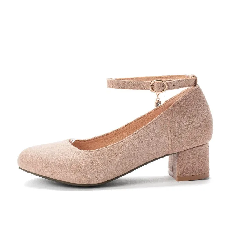 Ladies Shallow-mouthed Large Size Square Head Woman's Chunky Heels Pumps