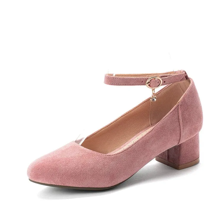 Ladies Shallow-mouthed Large Size Square Head Woman's Chunky Heels Pumps
