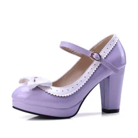 Lady's Chunky Heel Chunky Pumps Round Head Buckle