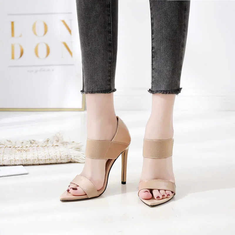 Leather elastic braid Pointed Toe Sandals