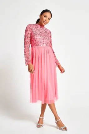 Lela Strawberry Embellished Midi Dress