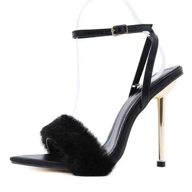 Metal Heel Stiletto Sandals