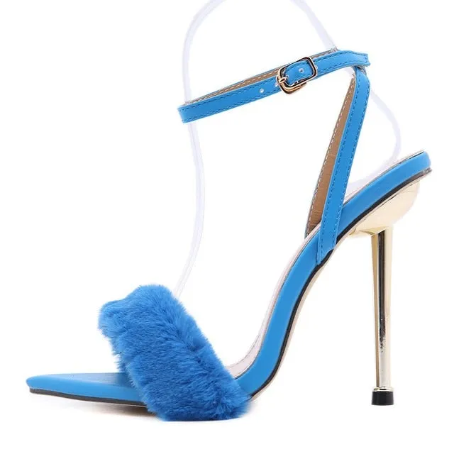 Metal Heel Stiletto Sandals