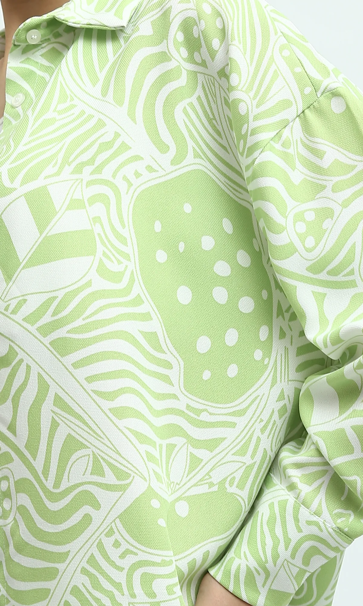 O193470 Summer Fashionable Long Sleeve Shirt - Light Green