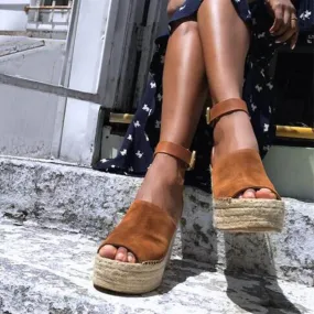 Platform Wedge Espadrille Peep Toe Sandals