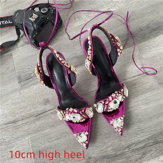 Tom Ford Inspired Chunky Rhinestone Metallic Sandals