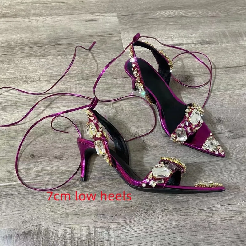 Tom Ford Inspired Chunky Rhinestone Metallic Sandals