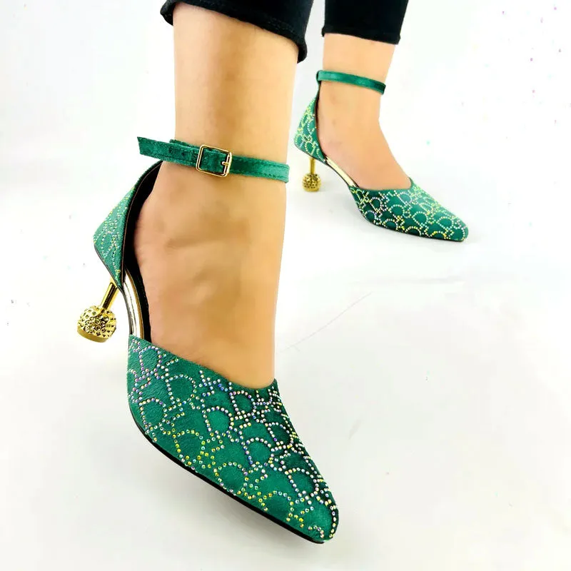 Women Rhinestone Ball Heels Pump Shoes #1098 #22
