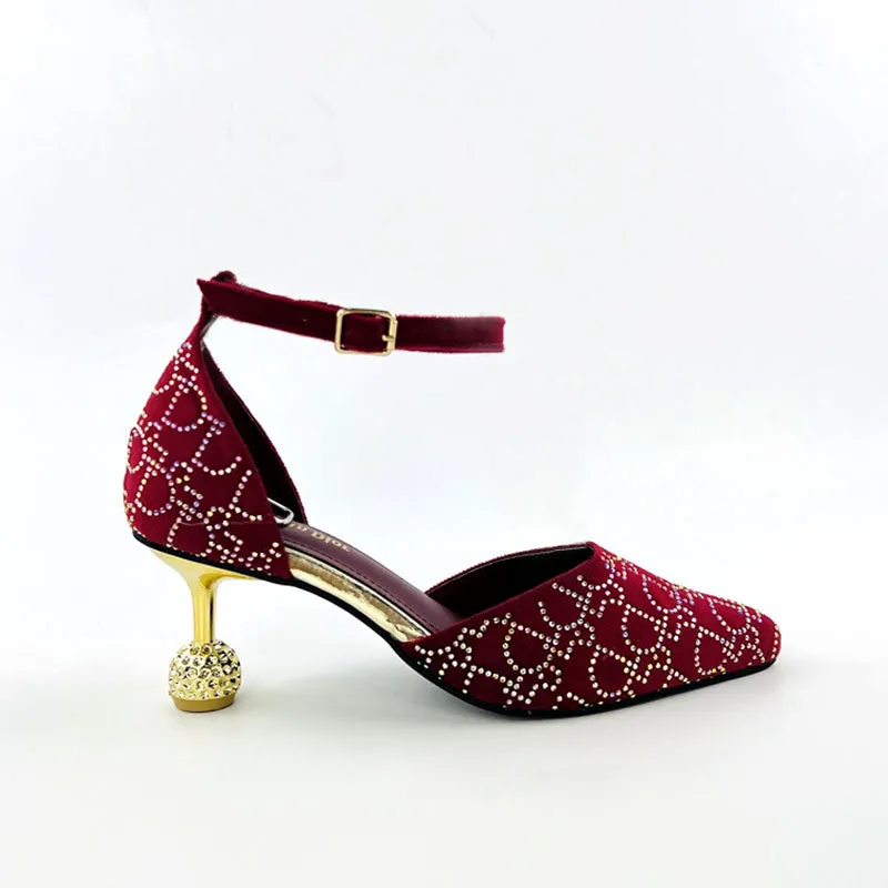 Women Rhinestone Ball Heels Pump Shoes #1098 #22