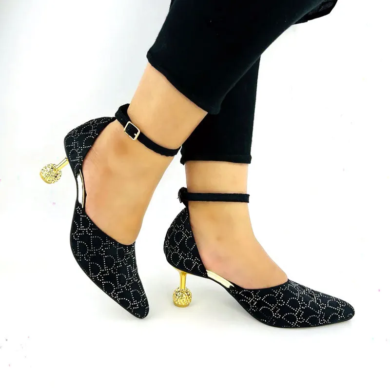 Women Rhinestone Ball Heels Pump Shoes #1098 #22