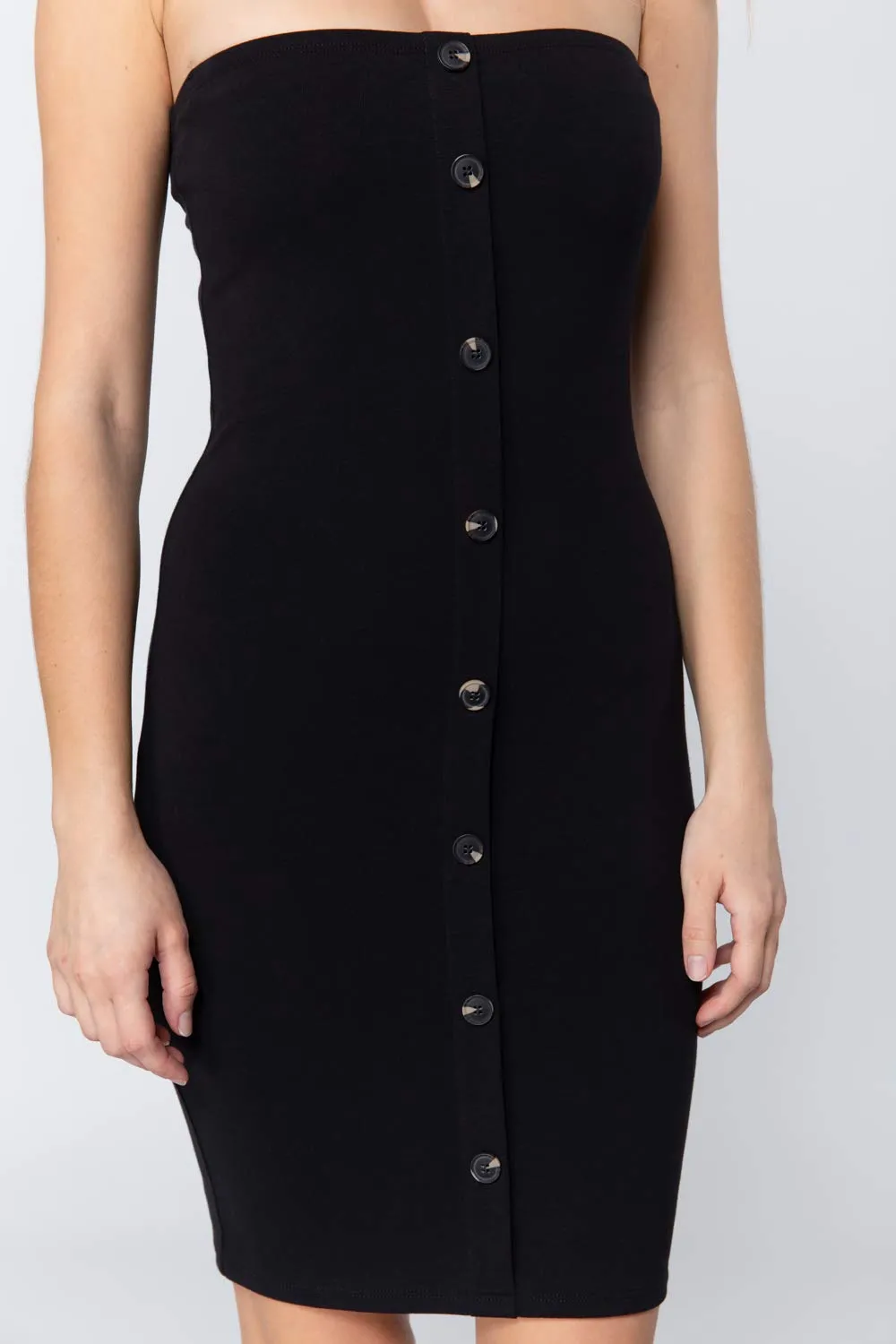 Women's Button Down Sleeveless Tube Mini Dress