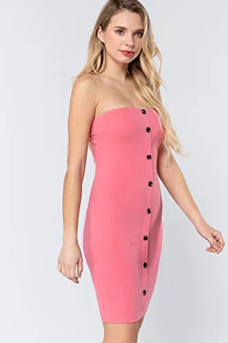 Women's Button Down Sleeveless Tube Mini Dress