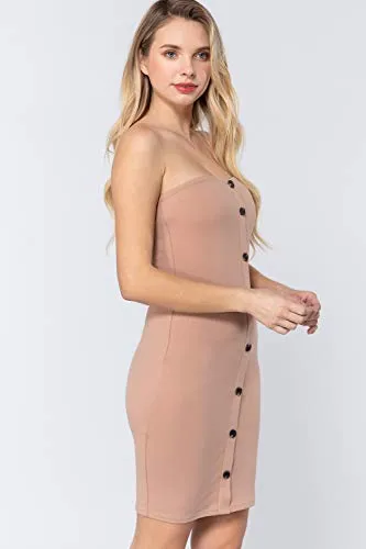 Women's Button Down Sleeveless Tube Mini Dress